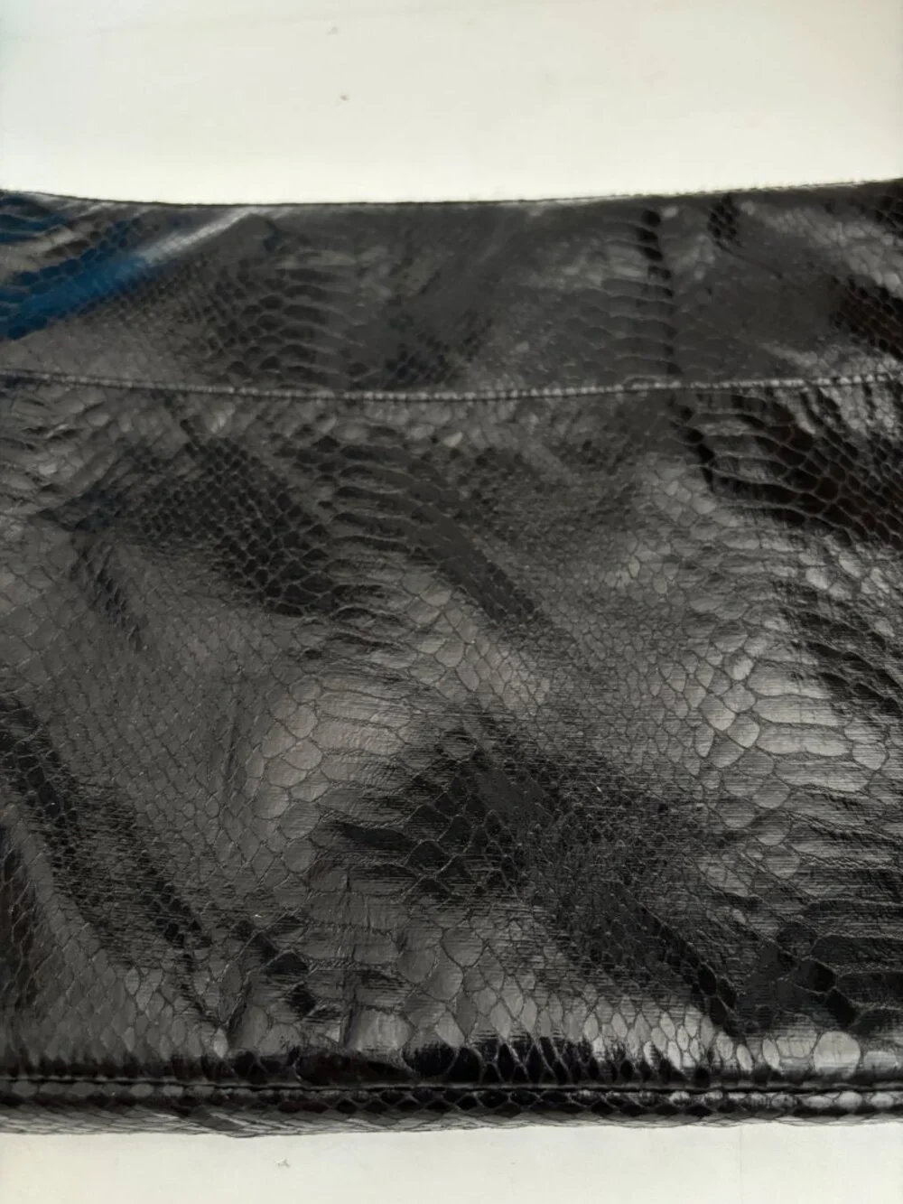 Black Faux Leather Snakeskin Pattern Lap top /Clutch Bag With Zipper Closure & B